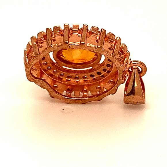 Hessonite 1.15ct Rose Gold Finish Silver Pendant - Picture 4 of 6